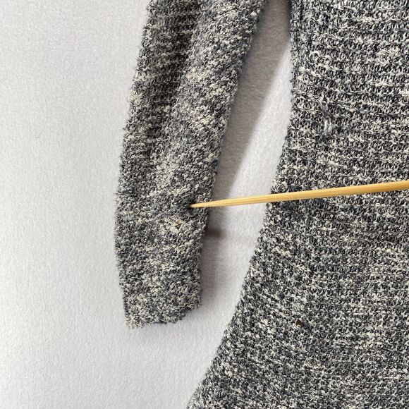 EILEEN FISHER Cardigan M Cotton Blend Marled Shawl Open Front Long Sleeve Gray - Picture 13 of 15